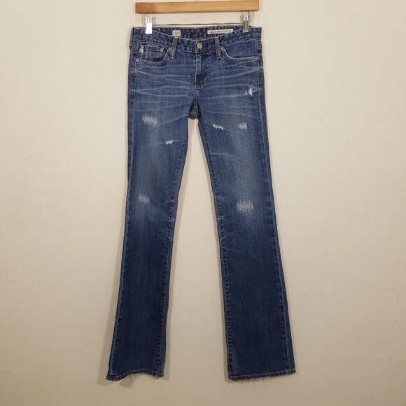 Ag Adriano Goldschmied Angel Boot Cut Distressed Jeans Blue Size 27 - Picture 1 of 8